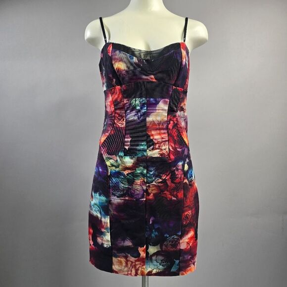 Nicole Miller Colorful Abstract Mini Dress R4 - Picture 1 of 5